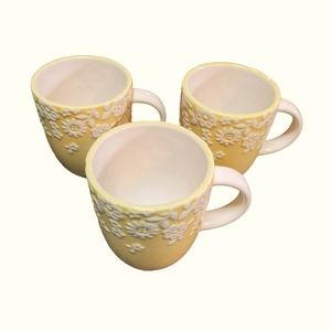 3 yellow Sur La Table coffee mugs 16oz